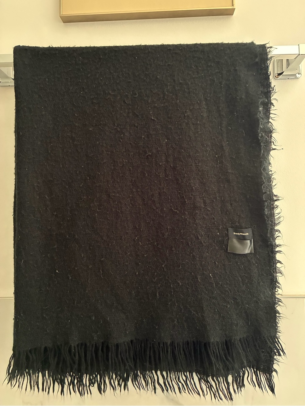 Brandy Melville Large Black Wool Fringe Scarf - Acne